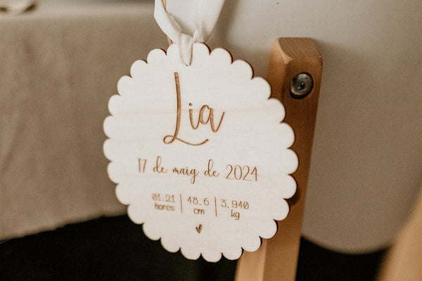 Placa madera natural natalicio