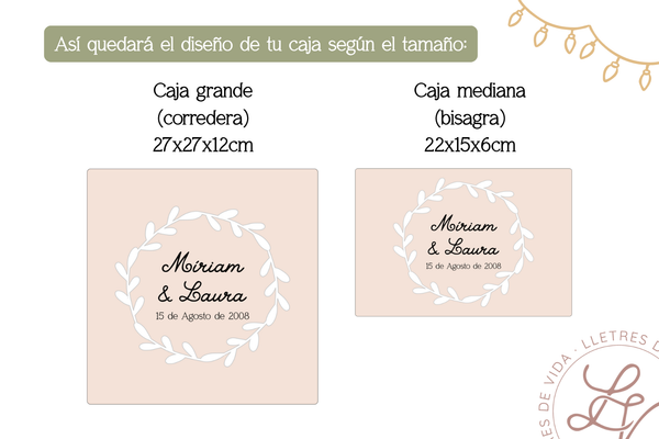 Caja recuerdos - Corona floral metacrilato
