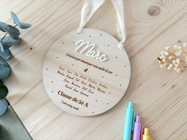 Placa madera - Puntos y metacrilato