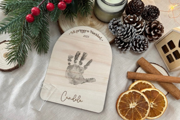 Placa huella bebé personalizada