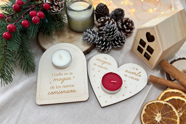 Porta velas de madera