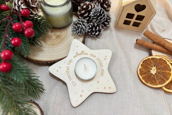 Porta velas de madera