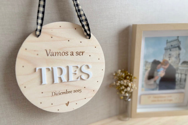 Placa madera puntitos - Vamos a ser...