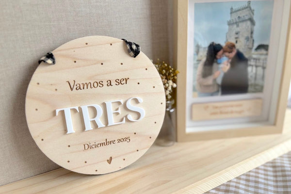 Placa madera puntitos - Vamos a ser...