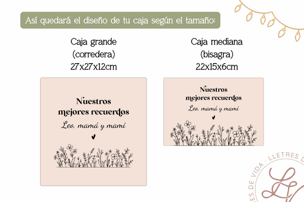 Caja recuerdos - Flores y corazón