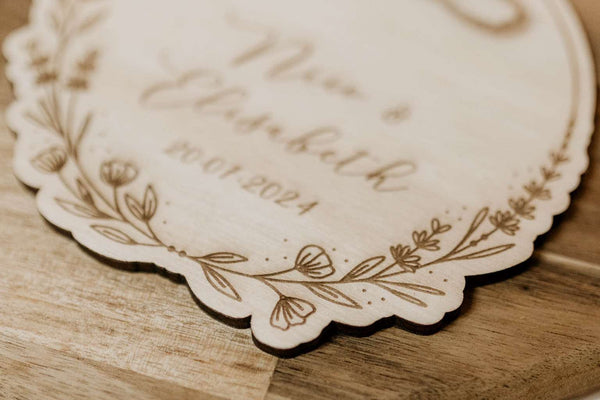 Porta alianzas - Placa corona floral - Lletres de Vida