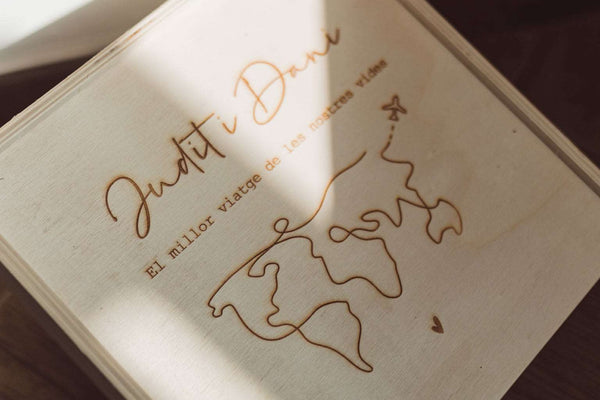 Caja de recuerdos en madera - Mapa mundi - Lletres de Vida