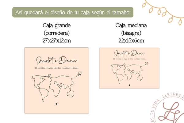 Caja de recuerdos en madera - Mapa mundi