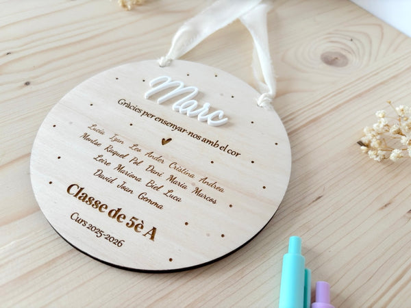 Placa madera - Puntos y metacrilato