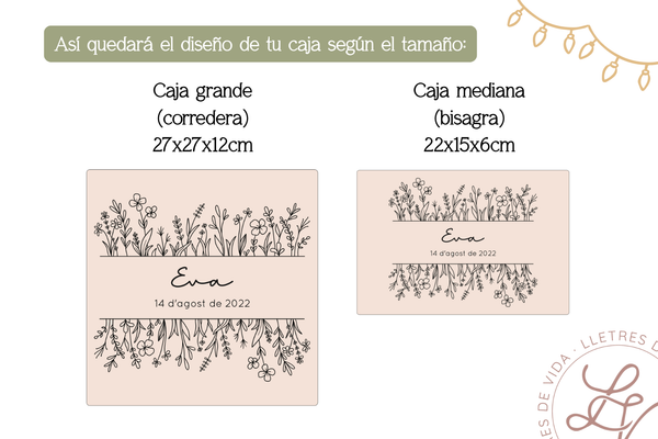 Caja de recuerdos en madera - Floral